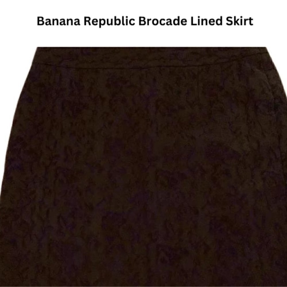 Banana Republic Brocade Lined Skirt Back Pleats & Zipper Closure Women's 8 NWOT